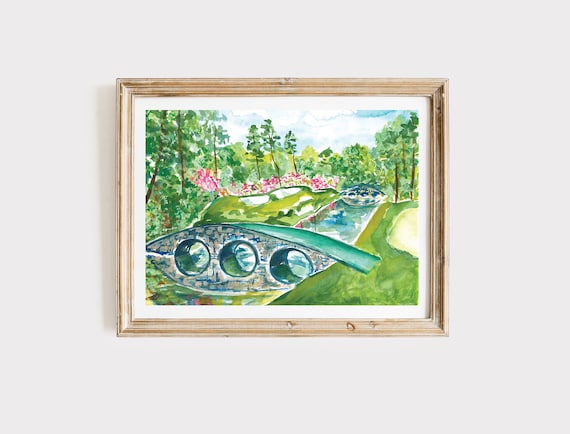 AMEN CORNER WATERCOLOR Painting, Augusta National Golf Course, Golf Art Print, frame not included