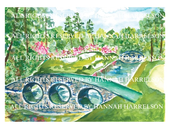AMEN CORNER WATERCOLOR Painting, Augusta National Golf Course, Golf Art Print, frame not included