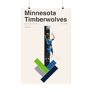 Affiche graphique des Timberwolves du Minnesota