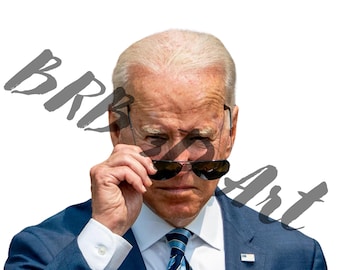 Funny Clip Art: Judgey Biden Pulling Down Shades PNG (No Background)