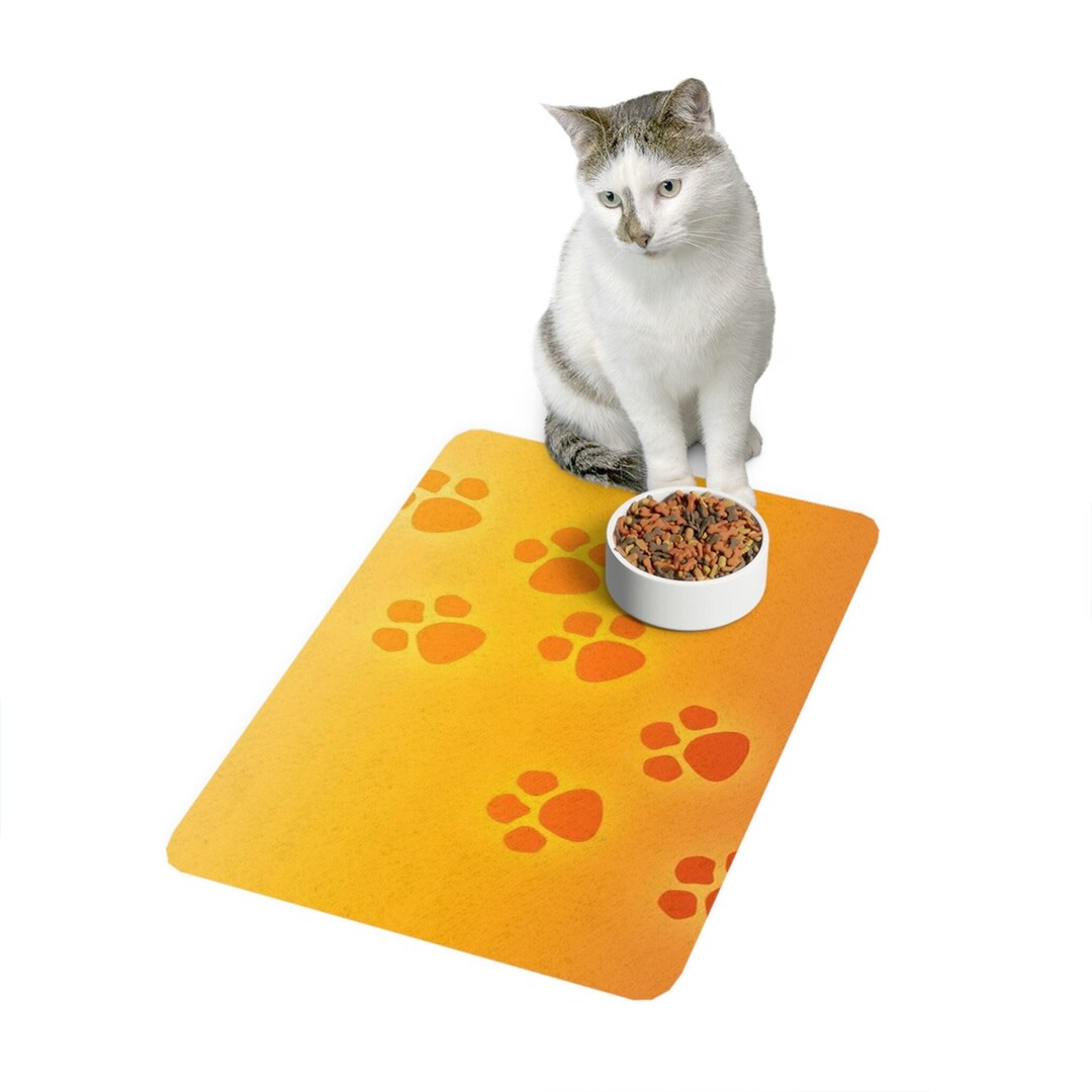 Pet Food Mat 12x18. Retro Orange Paw Prints. Pet Supplies. Pet Mats & Pads. Cat Feeding Mat. Dog