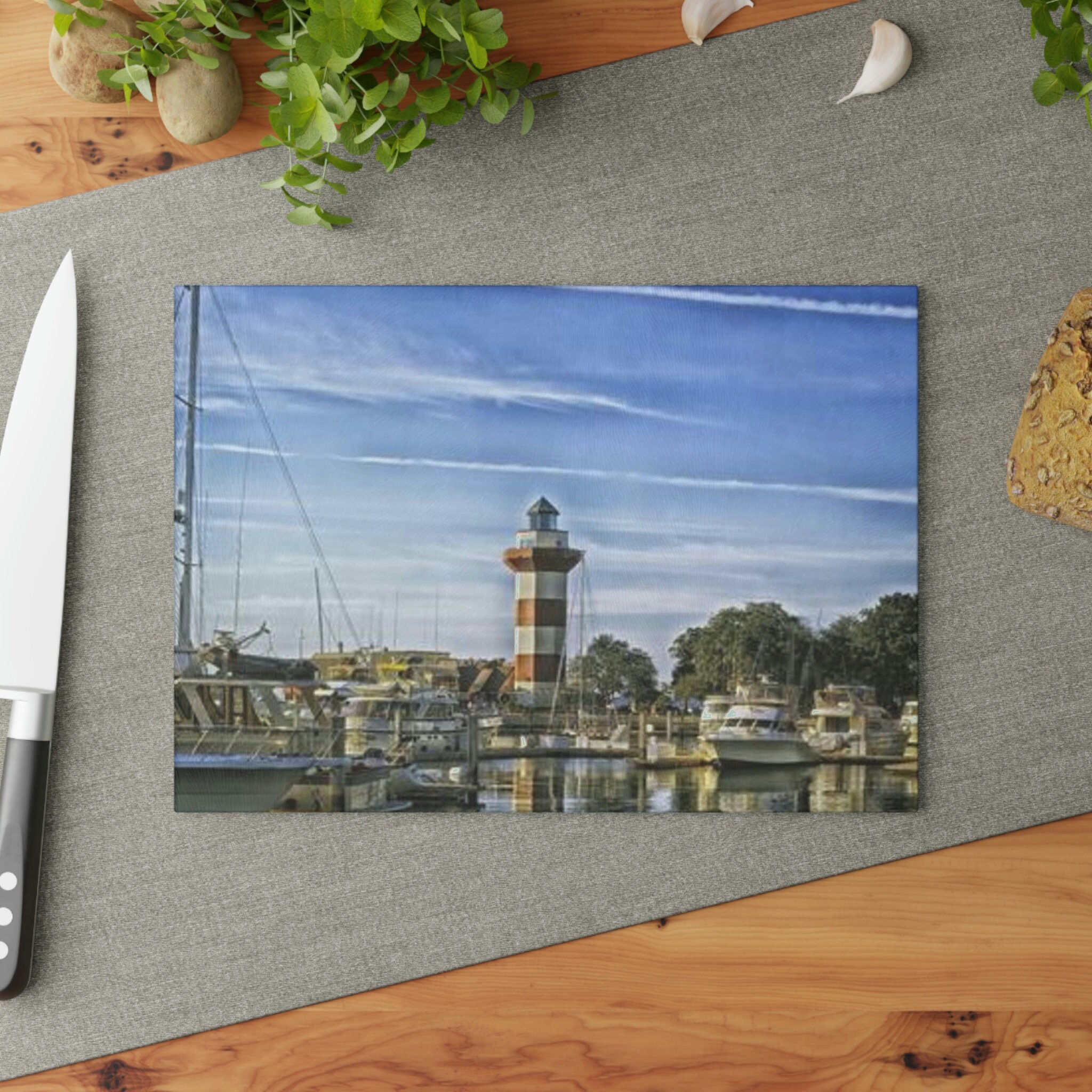 Glass Cutting Board. Hilton Head Island, SC. Harbor. Home Decor