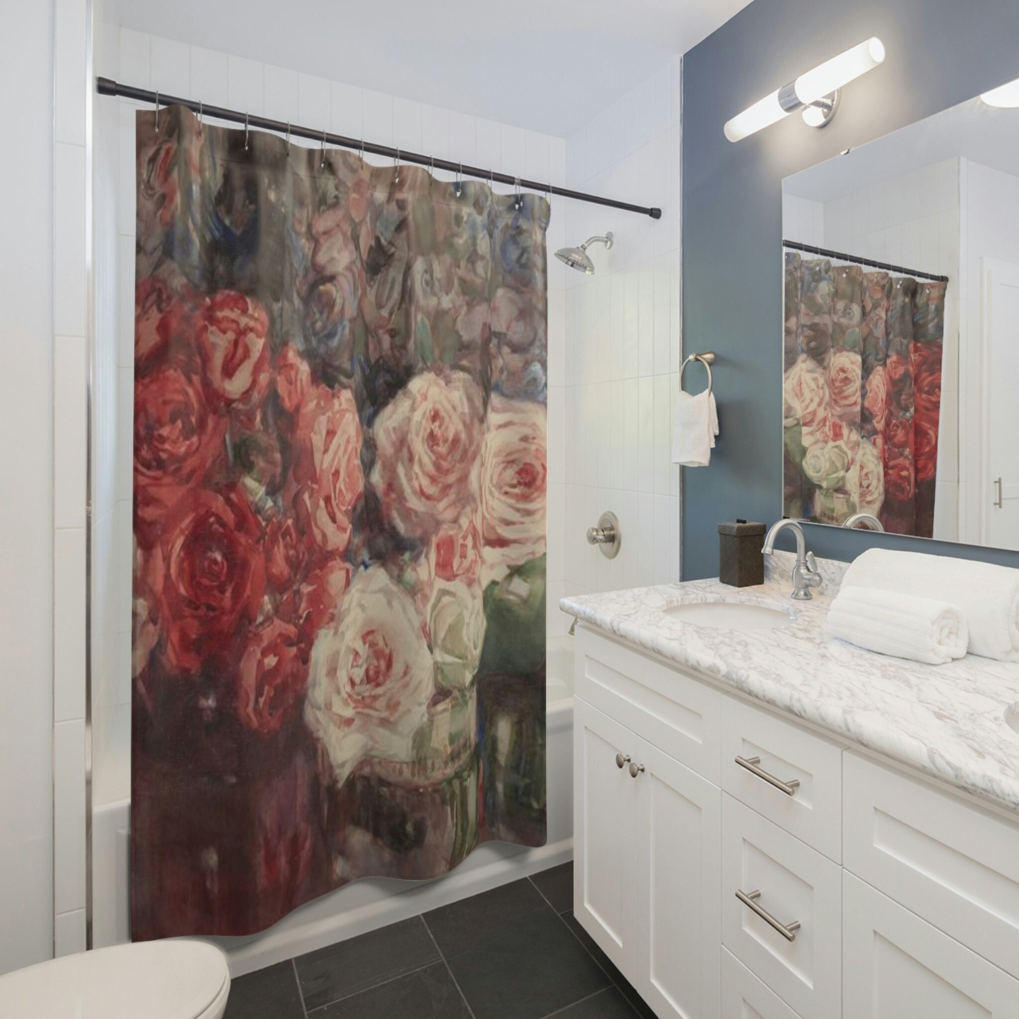 Shower Curtains. Margaret Stoddart Roses Fine Art. Bathroom. Etsy