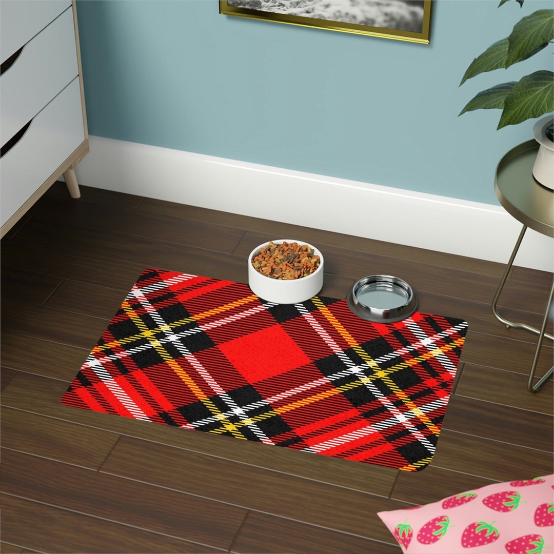 Pet Food Mat 12x18. Tartan Plaid. Pet Supplies. Pet Mats & Pads. Dog