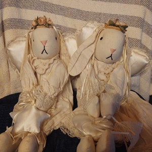 Sweet Pair of Bunny Angels Handmade
