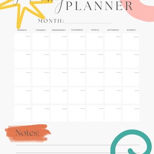 Colorful Monthly Digital Planner page