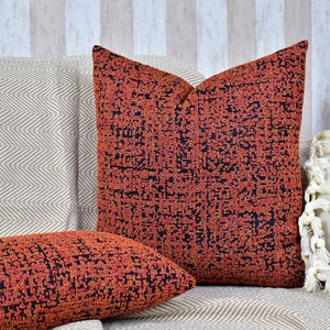 Terracotta Throw Pillow Cover, Woven Lumbar Pillow Cover, Textured Cushion Cover, Farmhouse Bedroom Sofa Pillow Case, Christmas Gift Decor