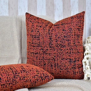 Burnt Orange Bohemian Pillow Cover, Woven Lumbar Throw Pillow, Textured Cushion Cover, Farmhouse Bedroom Pillow Case, Mother's Day Home Gift