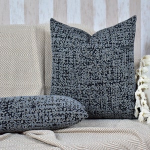 Gray Woven Throw Pillow Cover, Grey Euro Sham for Bedroom, Textured Pillow Cover for Living Room, Bohemian Cushion Case, Luxury Woven Pillow