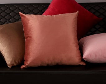 Velvet Pillow Cover with Hidden Zipper, Velvet Lumbar Throw Pillow Cover, Euro Sham for Bedroom, Mother's Day Gift | Any Size / Any Color