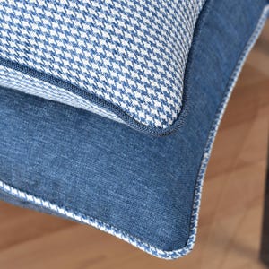 Blue contrast linen pillow cover, Piping linen cushion cover, Decorative linen throw pillow cover, Designer linen pillow cover with cording