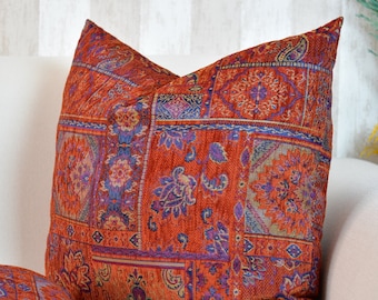 Terrakotta Kelim Kissenbezug: Boho Leinen Kissen