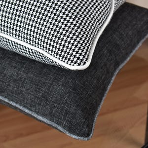 Black Linen Piping Pillow, Linen Throw Pillow Cover, Piping Detailed Linen Cushion Cover, Cord Edge Linen Pillow Cover, Mother&#39;s Day Gift