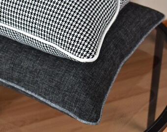 Black Linen Pillow Cover: Corded Edge Throw Cushion