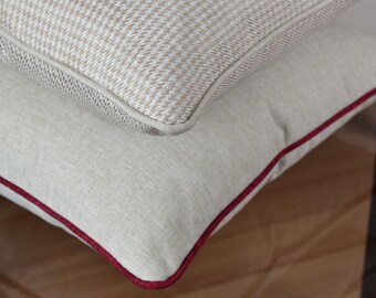 Modern Linen Pillow Cover, Piping Throw Cushion, Luxury Decorative Case