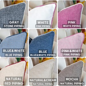 Piping Linen Pillow Cover: Decorative Throw Cushion, 20 Colors image 5
