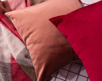 Dusty Rose Velvet Pillow Cover: Soft Solid Euro Sham
