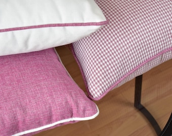 Modern Linen Throw Pillow Cover: Luxury Piping Detail