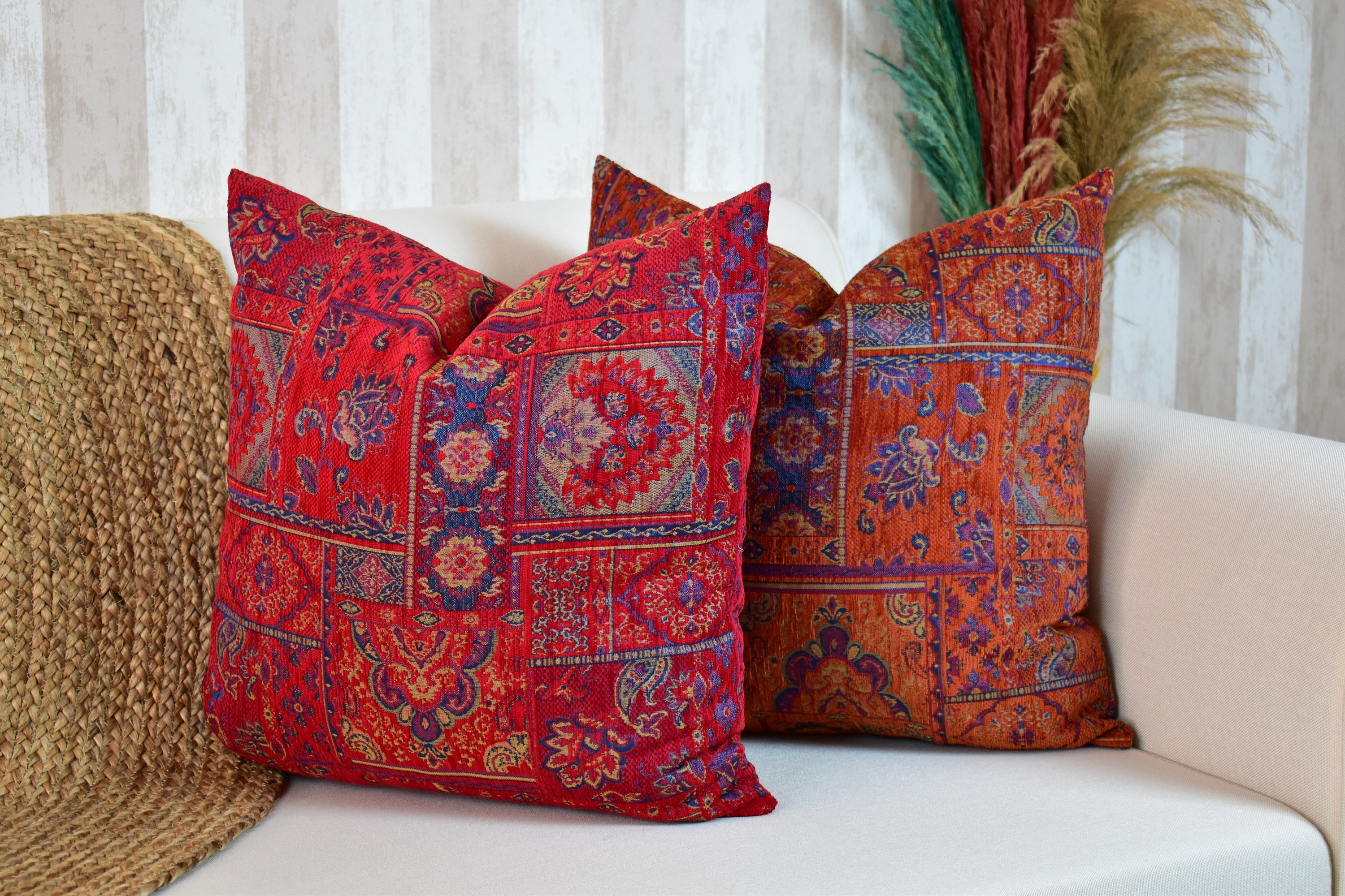Boho Kilim Pillow Cover Turkish Rug Throw Pillow Bohemian Cushion Cover Moroccan Ethnic Pillow Cozy Chenille Pillow Cover any Size Color Etsy