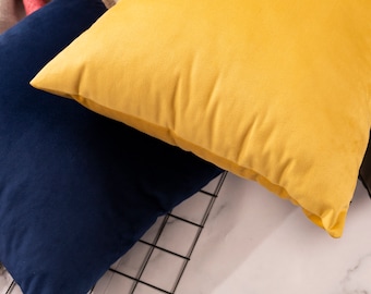 Yellow Velvet Throw Pillow Cover, Velvet Cushion Cover, Velvet Pillow Case, Velvet Lumbar Pillow, Mother's Day Gift | All Colors | All Sizes