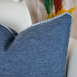 Zippered Linen Pillow Cover, Piping Linen Throw Pillow Cover, Solid Durable Linen Cushion Cover, Designer Linen Soft Pillow Case, Any Sizes