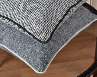 Linen Throw Pillow Cover: Piping Detail, Any Size & Color