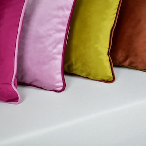Trendy Throw Pillow with Piping * Decorative Pillow Cover * Erasable Velvet Cushion Cover * Solid Colors and Cool Soft Velvet Pillow Covers