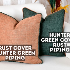 Piping Linen Pillow Cover: Decorative Throw Cushion, 20 Colors image 9