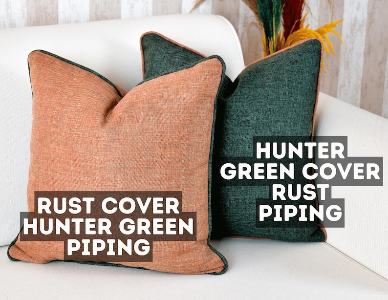Piping Linen Pillow Cover: Decorative Throw Cushion, 20 Colors image 9