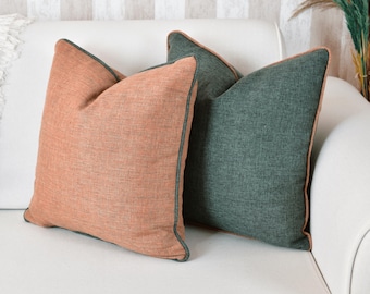 Luxury Linen Throw Pillow Cover: Piping Detail, Any Size/Color