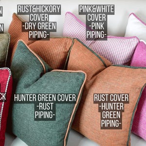 Piping Linen Pillow Cover: Decorative Throw Cushion, 20 Colors image 7