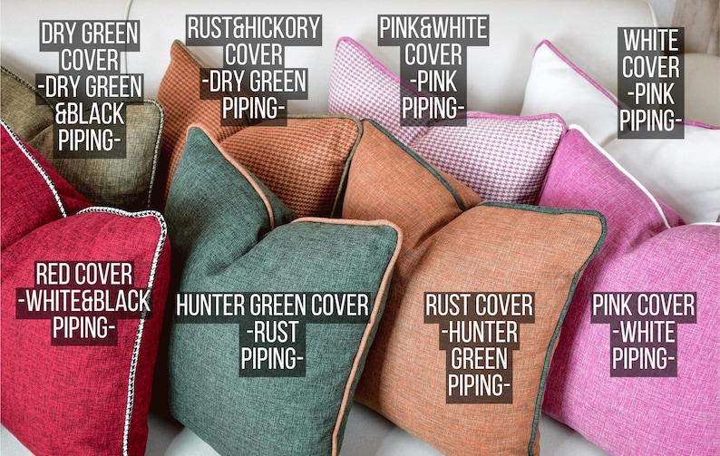 Piping Linen Pillow Cover: Decorative Throw Cushion, 20 Colors image 7