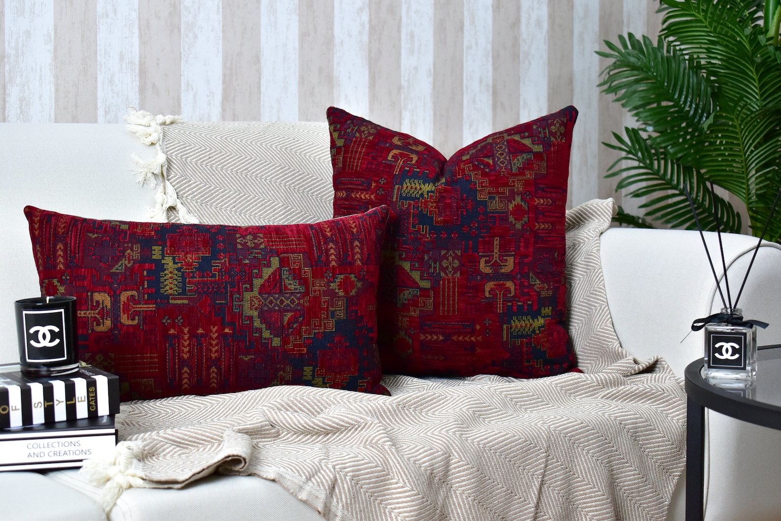 Wine Red Kilim Pillow Cover Red Lumbar Throw Pillow Bohemian Etsy