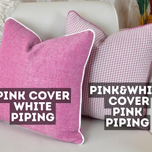 Piping Linen Pillow Cover: Decorative Throw Cushion, 20 Colors image 8