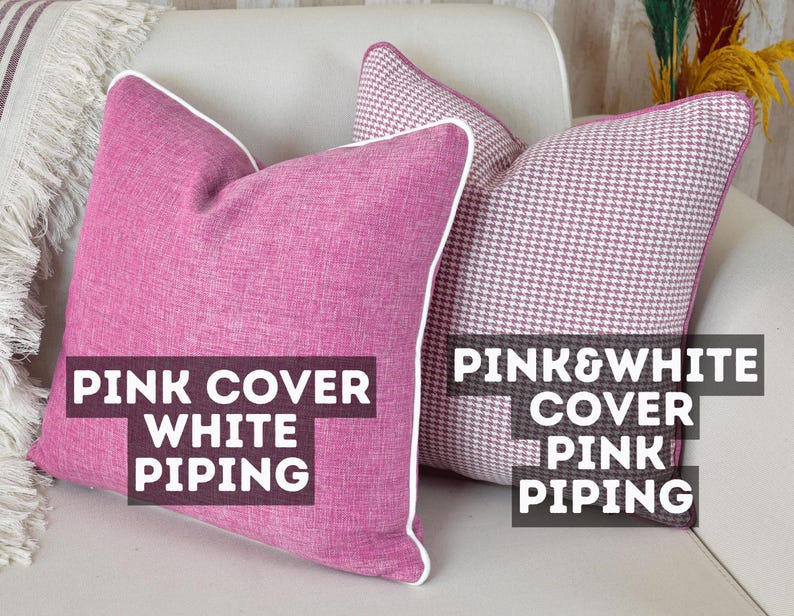 Piping Linen Pillow Cover: Decorative Throw Cushion, 20 Colors image 8