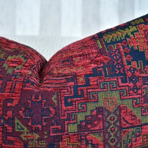 Brick Turkish Kilim Throw Pillow Cover, Burnt Red Kilim Euro Sham, Rug Cushion Cover for Living Room, Geometric Lumbar Pillow, Mother&#39;s Day