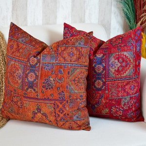 Boho Kilim Pillow Cover, Turkish Rug Throw Pillow, Bohemian Cushion Cover, Moroccan Persian Pillow, Cozy Chenille Pillow Cover, Any Sizes image 5