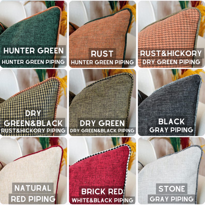 Piping Linen Pillow Cover: Decorative Throw Cushion, 20 Colors image 6