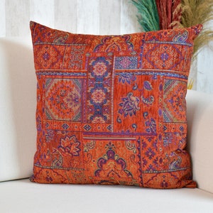 Boho Kilim Pillow Cover, Turkish Rug Throw Pillow, Bohemian Cushion Cover, Moroccan Persian Pillow, Cozy Chenille Pillow Cover, Any Sizes image 8