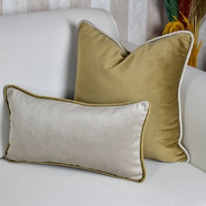 MATCH Primary Color & Piping Color • Custom Piping Velvet Throw Pillow Cover • Colorful Velvet Cushion Cover •• Pillow Cover with Cording