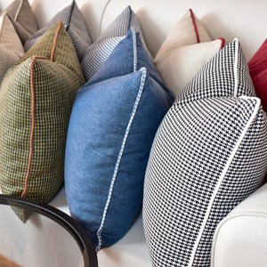 Piping Linen Pillow Cover: Decorative Throw Cushion, 20 Colors image 3