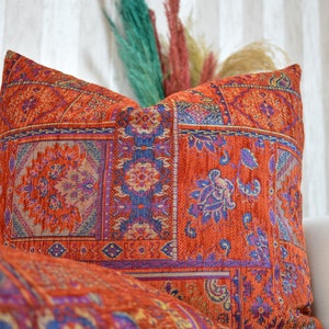 Boho Kilim Pillow Cover, Turkish Rug Throw Pillow, Bohemian Cushion Cover, Moroccan Persian Pillow, Cozy Chenille Pillow Cover, Any Sizes image 7