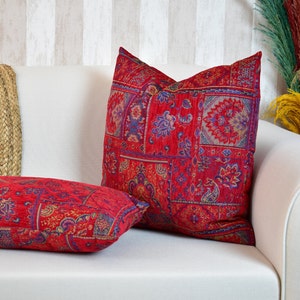 Boho Kilim Pillow Cover, Turkish Rug Throw Pillow, Bohemian Cushion Cover, Moroccan Persian Pillow, Cozy Chenille Pillow Cover, Any Sizes image 3