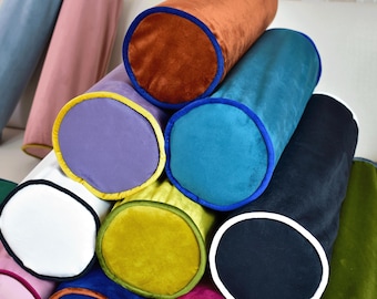 Velvet Bolster Pillow Cover: Designer Piping, Any Size