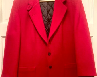 Vintage L L Bean 100% Wool Red Blazer Style Insulated Coat