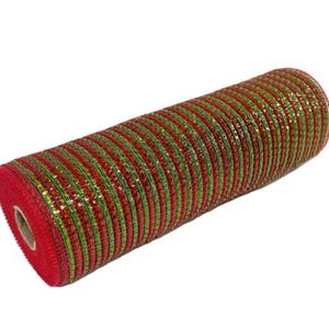 Red and Green Christmas Poly Deco Mesh - 10 Inch x 10 Yards