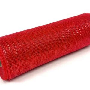 Red - Poly Deco Mesh w/ red foil 10 inch x 10 yards