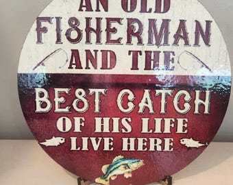 Fisherman and Best Catch Whimsical Wreath Centerpiece