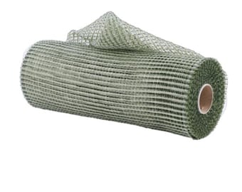 Horizontal Wide Stripe Sage Poly Deco Mesh 10 inch x 10 yards  RE8900J2