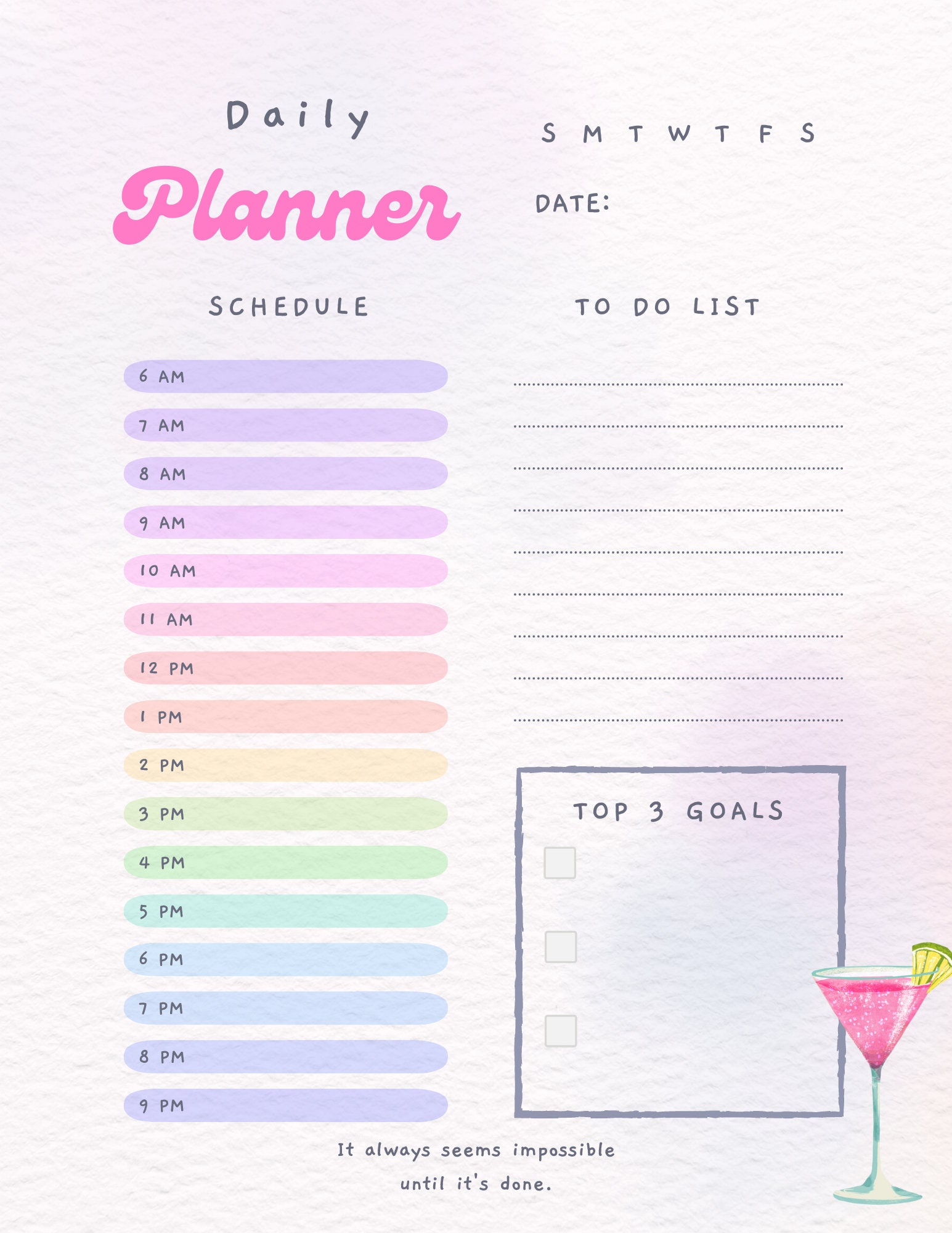 Digital Daily Planner, Instant Download, Printable Daily Planner ...
